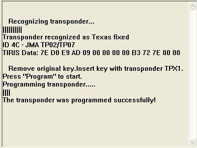 Software module 64 – Key copier for 4C Texas fixed keys onto JMA TPX1 or CN1 transponder