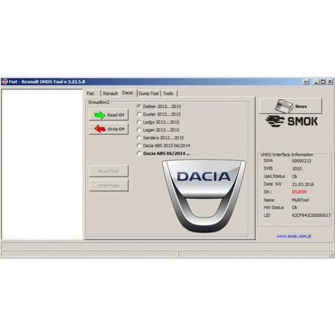 UHDS - Dacia change KM by OBD (DAP1)