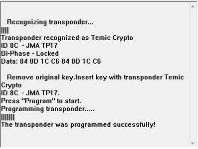 Software module 185 – Key copier for Temic Crypto 8C transponders