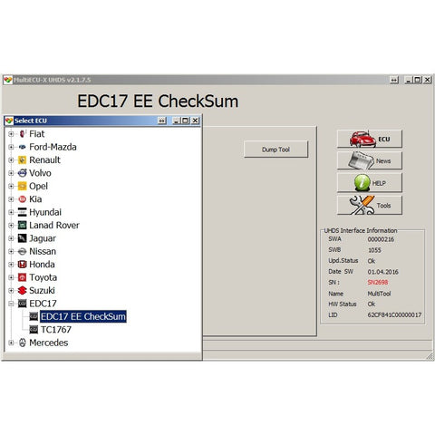 UHDS - EC0001 EDC17+MED17 Calculator Check Summ Data Flash (EEPROM)