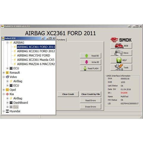 UHDS - EU0014 Ford/Volvo Clear Crash Dump OBD