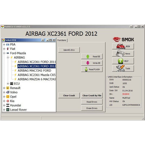 UHDS - EU0012 Ford AirBag XC23... Crash Erase