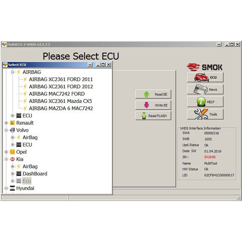 UHDS - EU0005 Mazda AirBag CX, XC23xx OBD