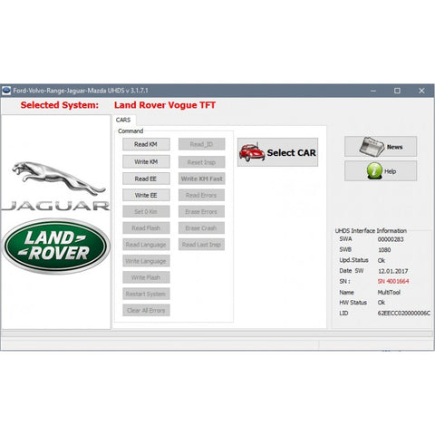 UHDS - Jaguar, Land Rover change KM by OBD (JLP1)