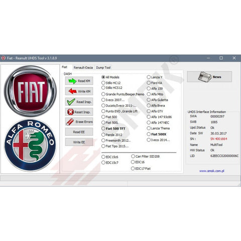 UHDS - Fiat/Alfa/Lancia change KM by OBD (FTP1)