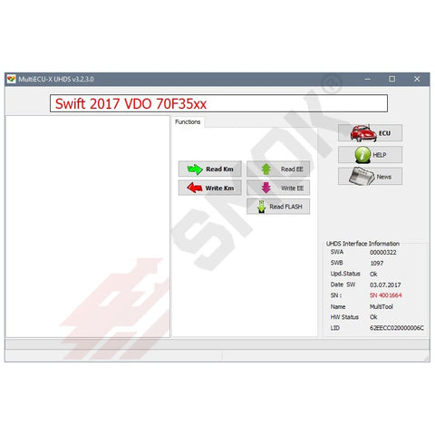 UHDS - SZ0002 Suzuki Swift 70F35xx 2017-... change KM OBD