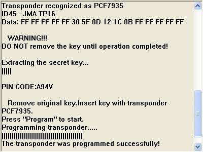 Software module 63 – Key copier for ID33, ID41, ID42, ID44 VAG and ID45 keys onto PCF7935 transponder